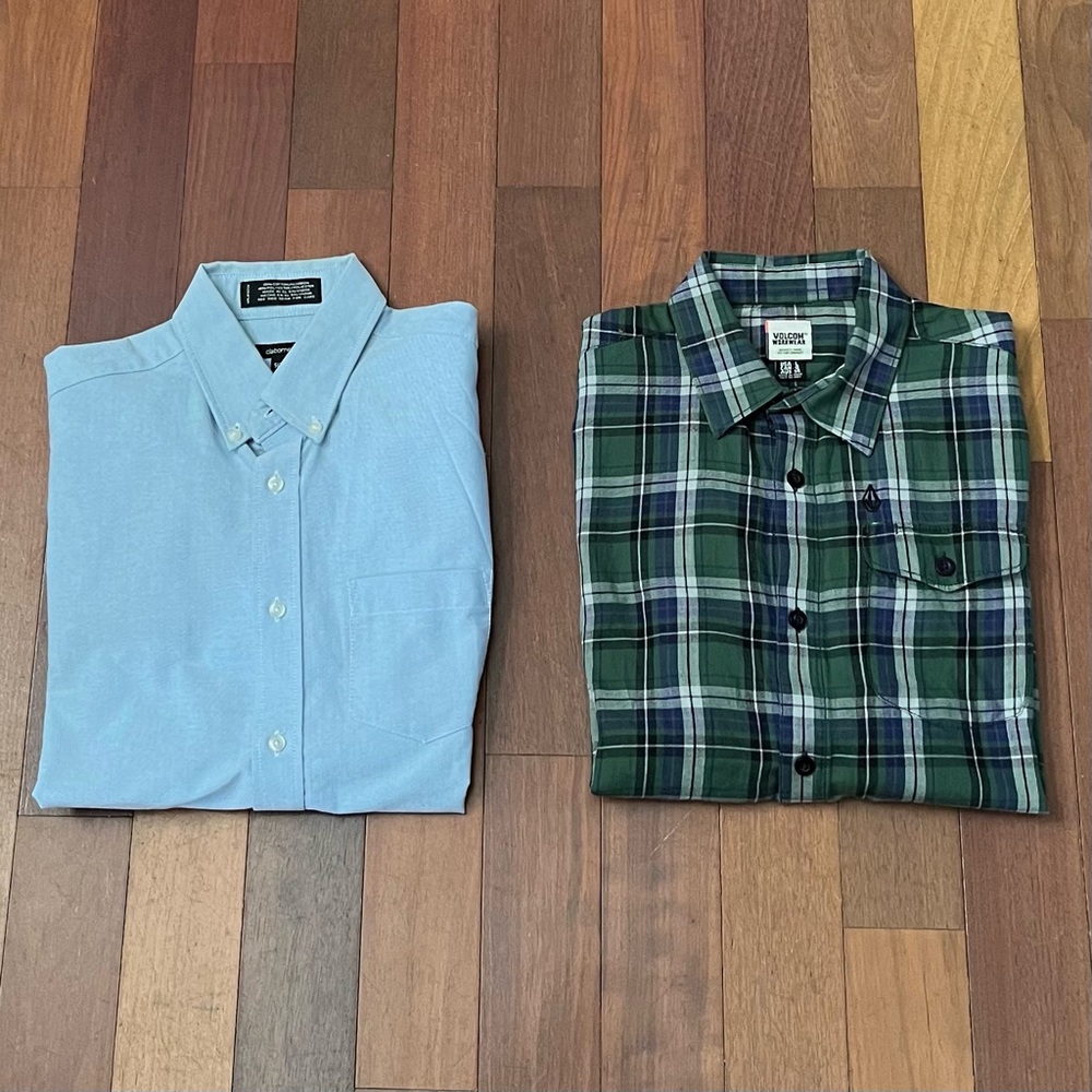2 Button Down Shirts - Volcom & Claiborne YL - FREE SHIPPING